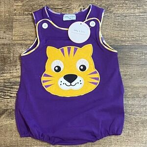 LSU Tigers Newborn Purple Gold Baby Game Day SEC Tiger‎ One Piece NWT New